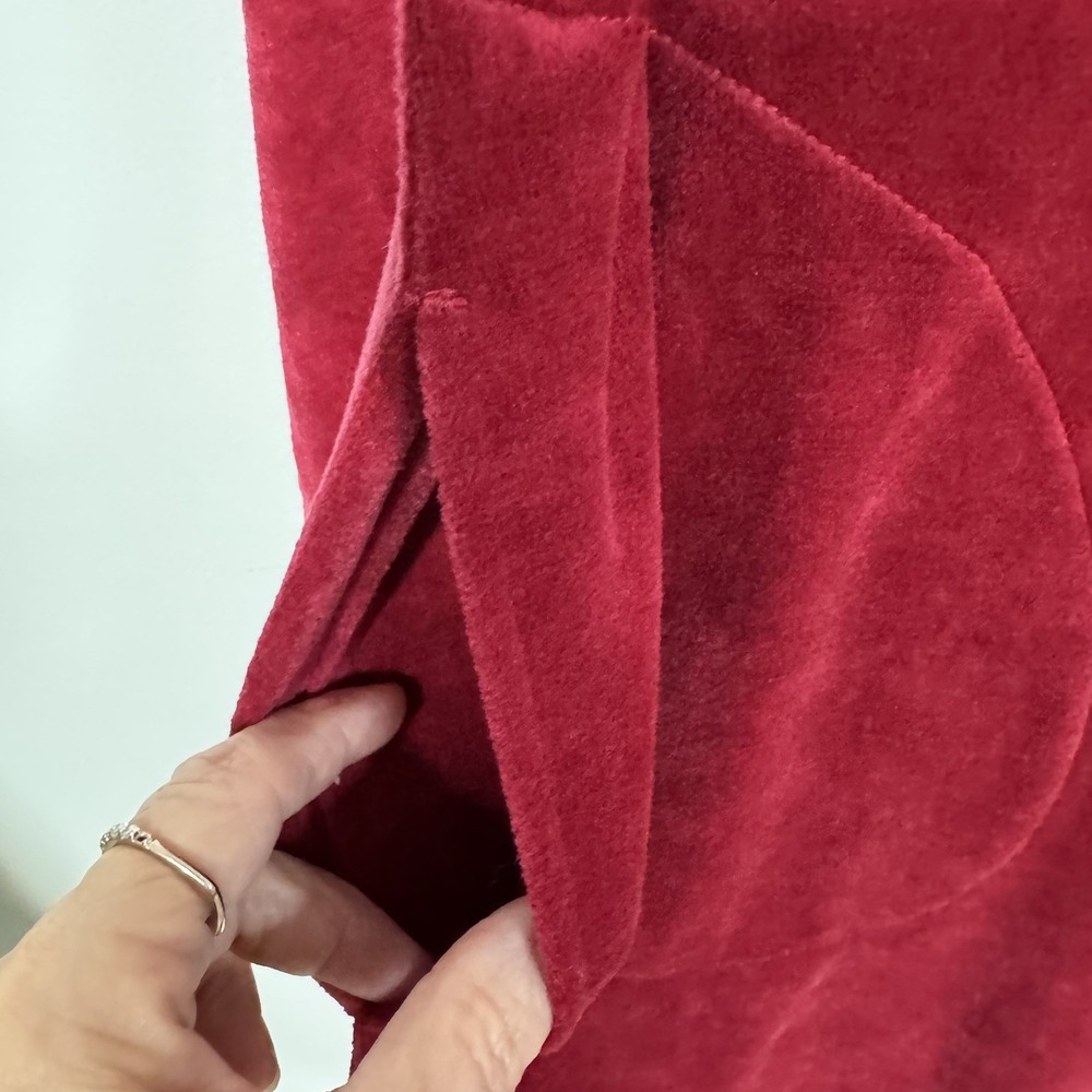 J Jill Purejill Women's Long Sleeve Red Velvet A Line Dress With Pockets Size MT - Picture 5 of 10